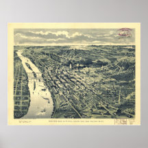 1893 Saint Paul, MN Birds Eye View Panoramic Map Print