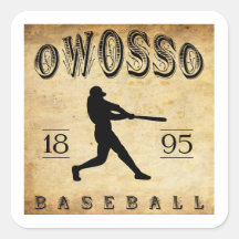 1895 Owosso Michigan Baseball Square Sticker