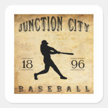 1896 Junction City Kansas Baseball Square Stickers