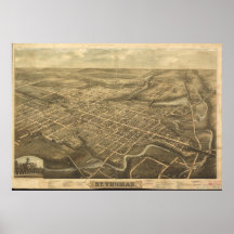 1896 St Thomas, carte panoramique de l'oeil de l'o Affiches