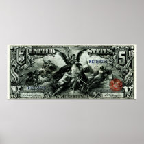 1896 US Five Dollar Silver Certificate Poster