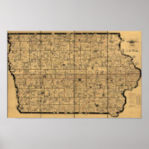 1897 Antique Map of Iowa Rail Delivery Routes Posters