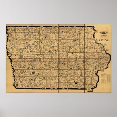 1897 Antique Map of Iowa Rail Delivery Routes Posters by terraprints_classic