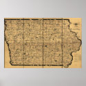 1897 Antique Map of Iowa Rail Delivery Routes posters