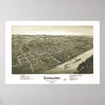 1897 Charleroi, PA Birds Eye View Panoramic Map Print