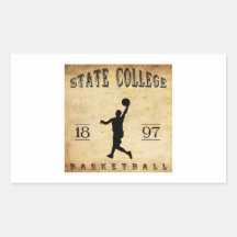 1897 State College Pennsylvania Basketball Rectangular Sticker