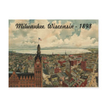 1898 Milwaukee, WI Birds Eye View Postcard!