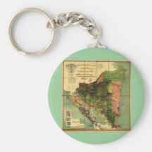 1898 Official Map of Nicaragua Keychain