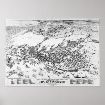1898 Vancouver, B.C. Bird's Eye View Panoramic Map Posters