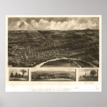 1899 Concord, NH Birds Eye View Panoramic Map Print