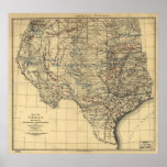 1899 Map of Texas & Adjoining Territories Poster