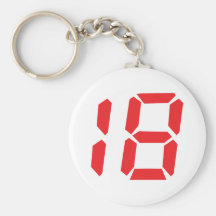 18 eighteen red alarm clock digital number key chains