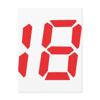 18 eighteen red alarm clock digital number post cards by Tomaniac