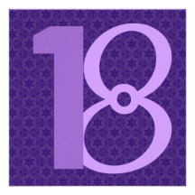 18th Birthday Huge Numbers Purple W954 Personalized Invites