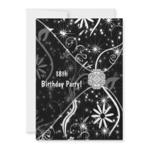 18th Birthday Party Invitation Black Jewel 18th