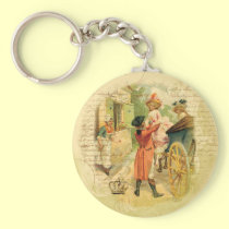 18th Century Wedding Couple in Carriage keychains