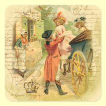 18th Century Wedding Couple in Carriage stickers