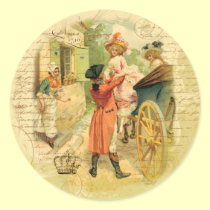 18th Century Wedding Couple in Carriage stickers