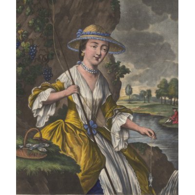 18th Century Woman Angler T-Shirt by AntiqueImages
