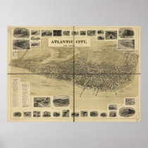 1900 Atlantic City NJ Birds Eye View Panoramic Map Print
