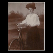 1900 woman with bike postcards