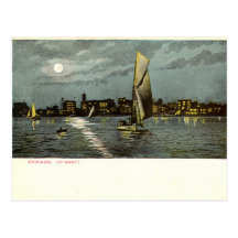 1906 Vintage Chicago at Night Post Card