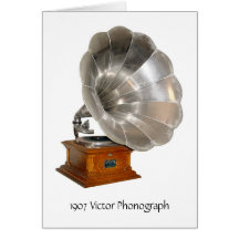1907 phonographe de Victor, carte de voeux