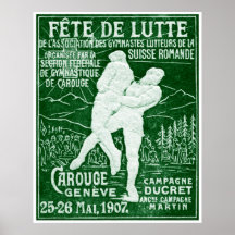 1907 Swiss Wrestling Print