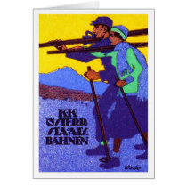 1910 Austrian Ski Poster Greeting Cards