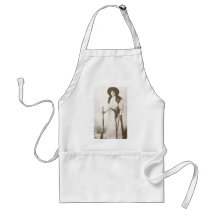1910 Photo Portrait of a Cowgirl Holding a Rifle Apron
