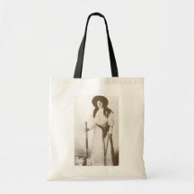 1910 Photo Portrait of a Cowgirl Holding a Rifle Bag