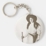 1910 Photo Portrait of a Cowgirl Holding a Rifle Key Chain