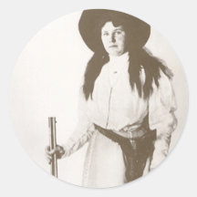 1910 Photo Portrait of a Cowgirl Holding a Rifle Sticker