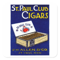 1910 St. Paul Club Cigars Square Stickers