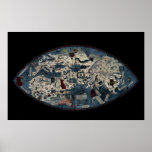 1912 Hispanic Society Genoese Map of the World Poster
