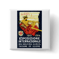 1913 Genova Expo Poster Pinback Buttons