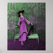 1913 Luxe: Vintage Fashion in Lilac & Mint Poster