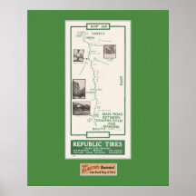 1914 Map, Coarse Gold to Wawona, Yosemite Poster