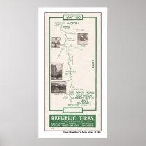 1914 Map, Coarse Gold to Wawona, Yosemite Posters
