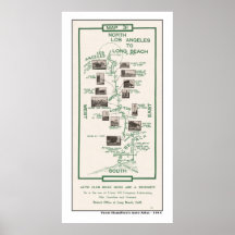 1914 Map, LA to Long Beach - Poster