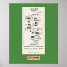 1914 Map, LA to Long Beach Print