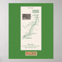 1914 Map, Modesto to Camp Curry Posters