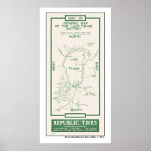 1914 Map of Lake Tahoe Posters