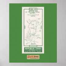 1914 Map of Lake Tahoe Print