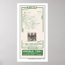 1914 Map, Pebble Beach, 17 mile drive, Carmel Poster