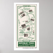 1914 Map, Santa Barbara to Ventura Posters