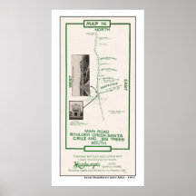 1914 Map, Santa Cruz to Boulder Creek Print