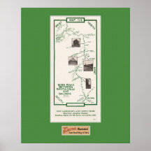 1914 Map, Santa Cruz to Salinas, Green Mat Print