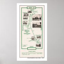 1914 Map, Santa Paula to Ventura Poster
