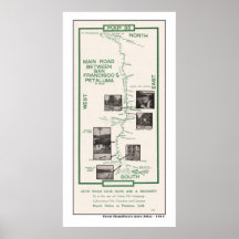 1914 Map, SF to Petaluma Posters